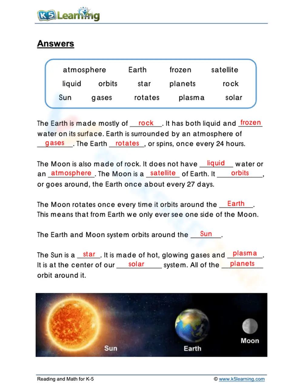 Grade 3 Earth & Sun — Printable No-Prep Worksheet - Page 2