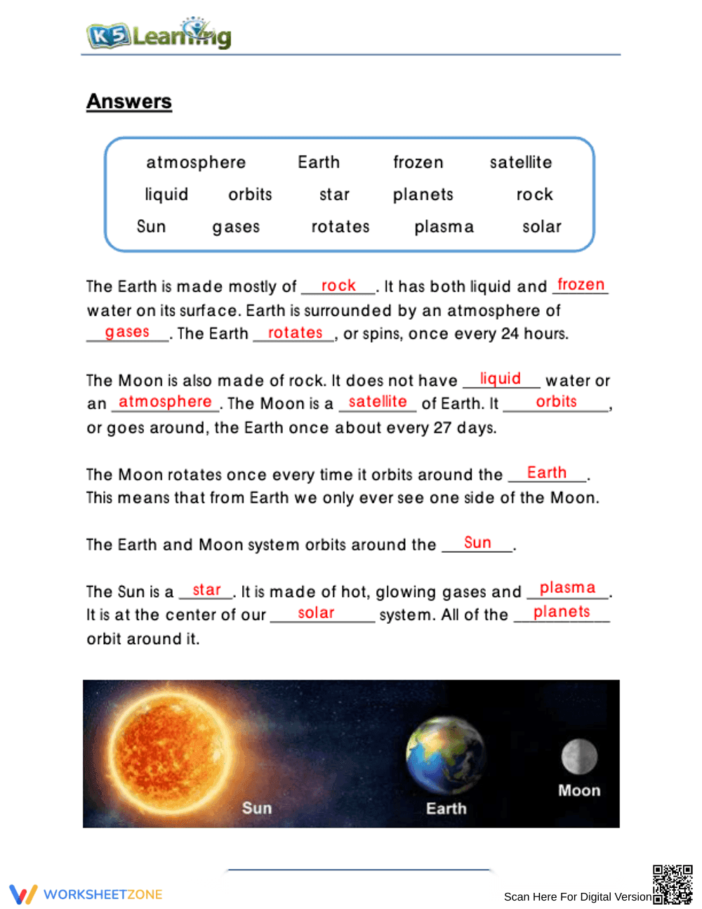 Grade 3 Earth & Sun — Printable No-Prep Worksheet - Page 2