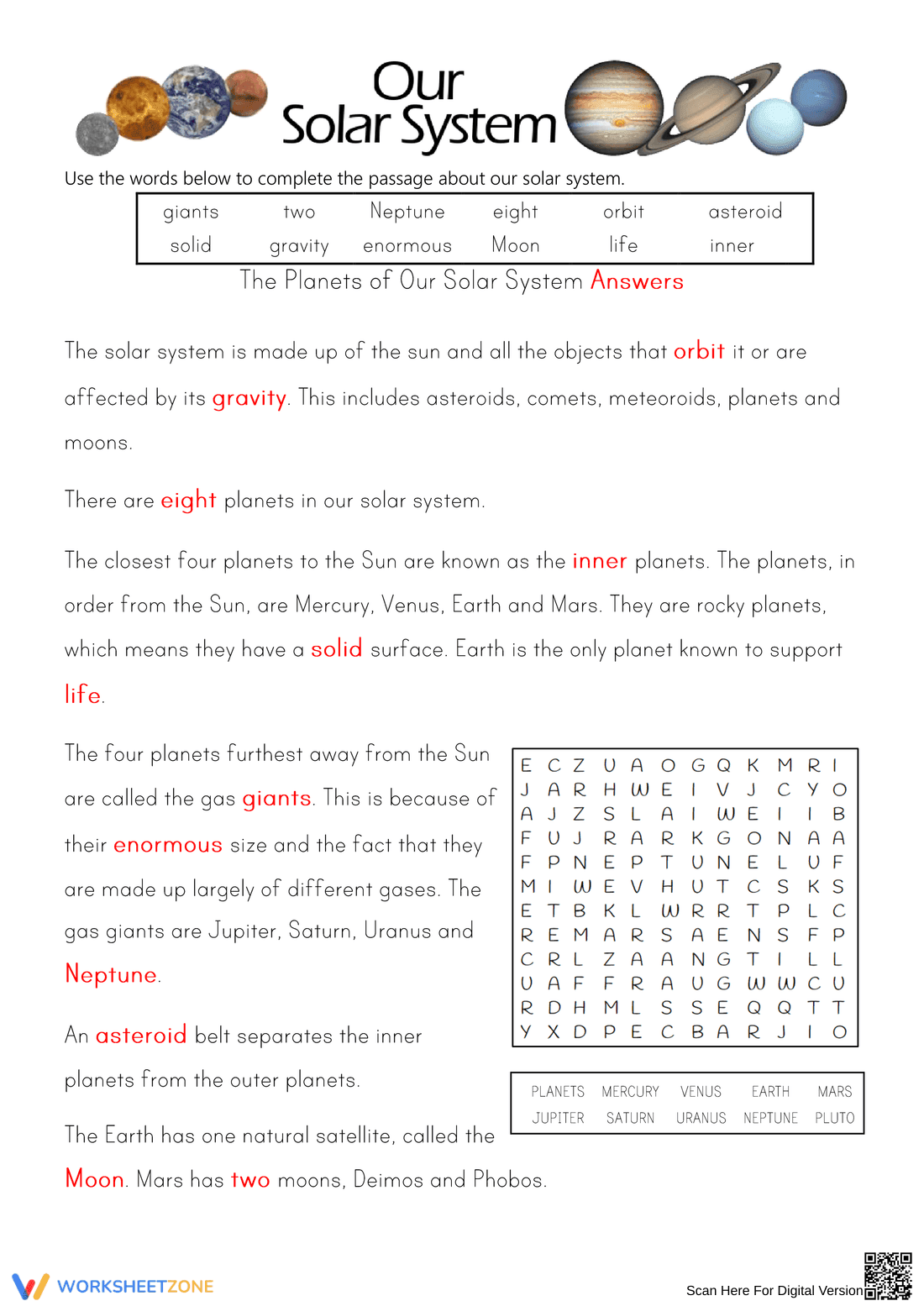 Complete the Reading with Planets - Page 2