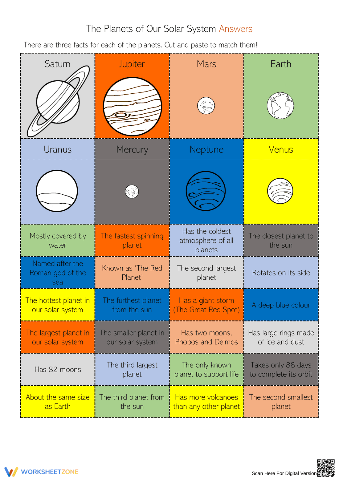 Planets Fact Match Worksheet - Page 2