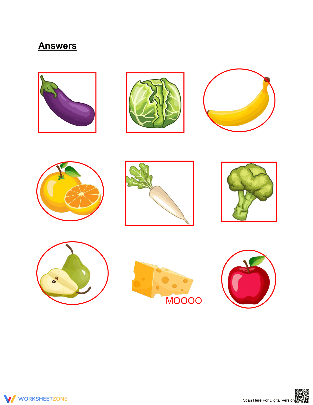 Grade 1 Fruits or Vegetables — Printable No-Prep Worksheet - Page 2