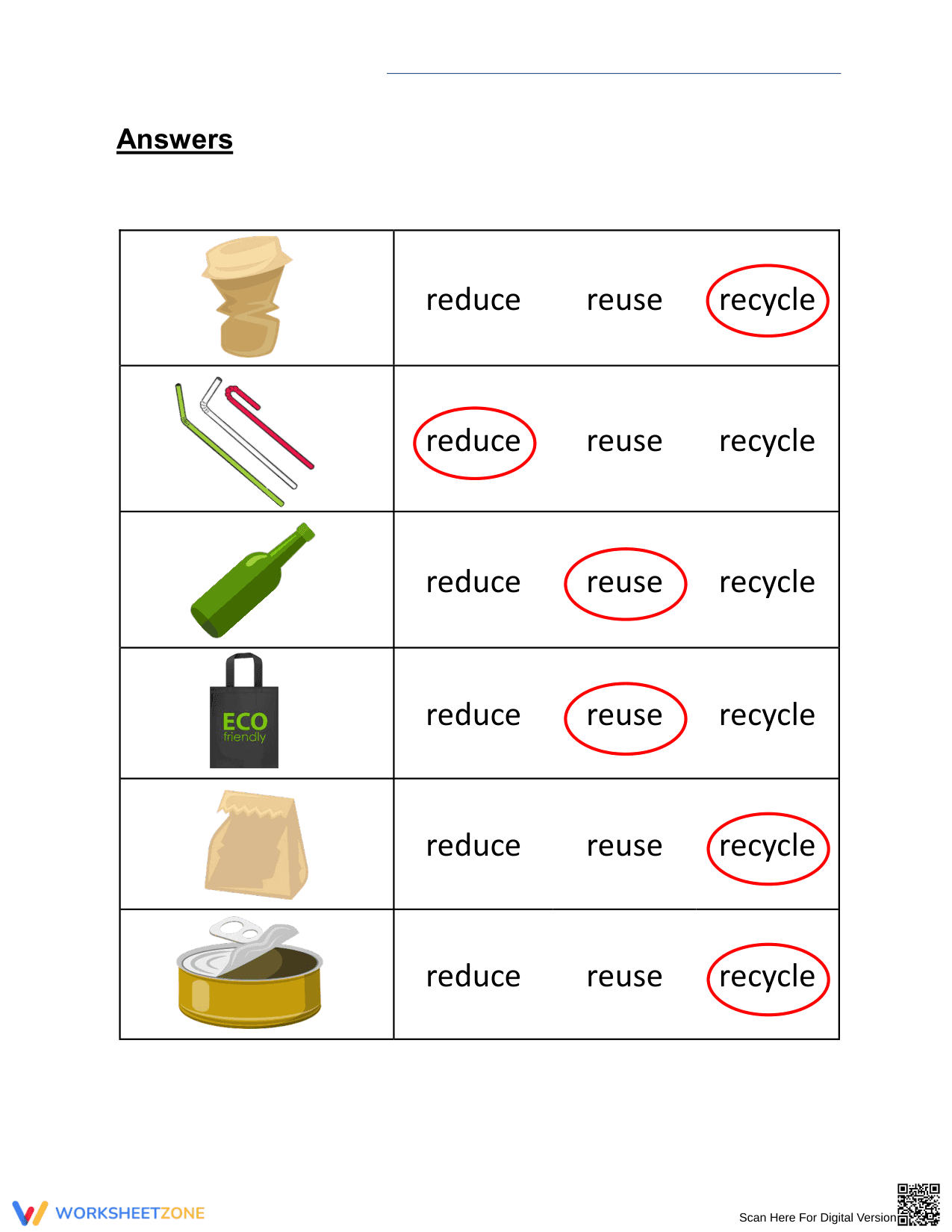 Grade 1 Reduce Reuse Recycle — Printable No-Prep Worksheet - Page 2