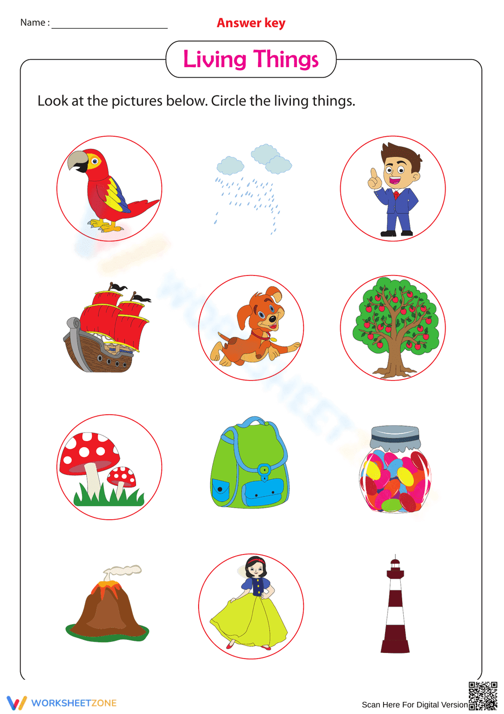 Circle the Living Things Worksheet - Page 2