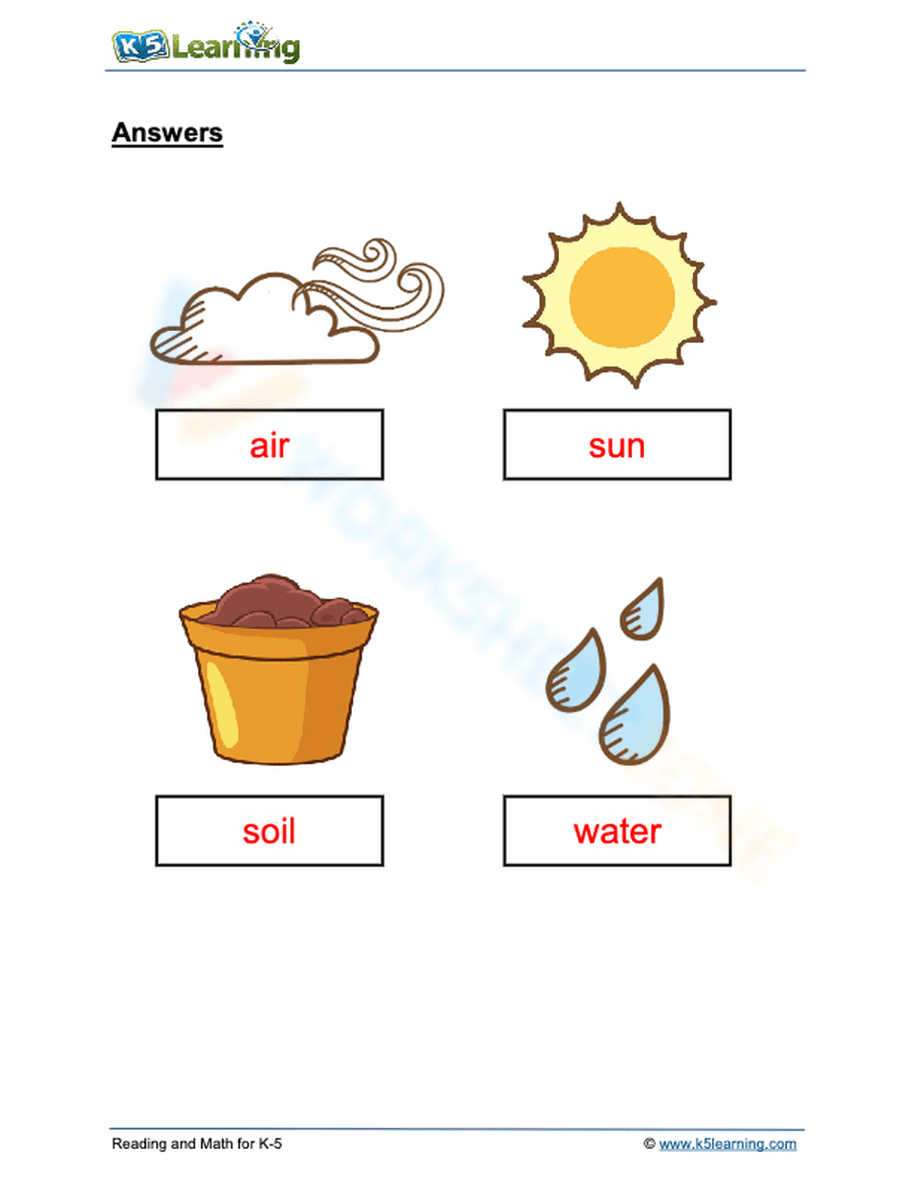 Grade 1 Needs of Plants — Printable No-Prep Worksheet - Page 2