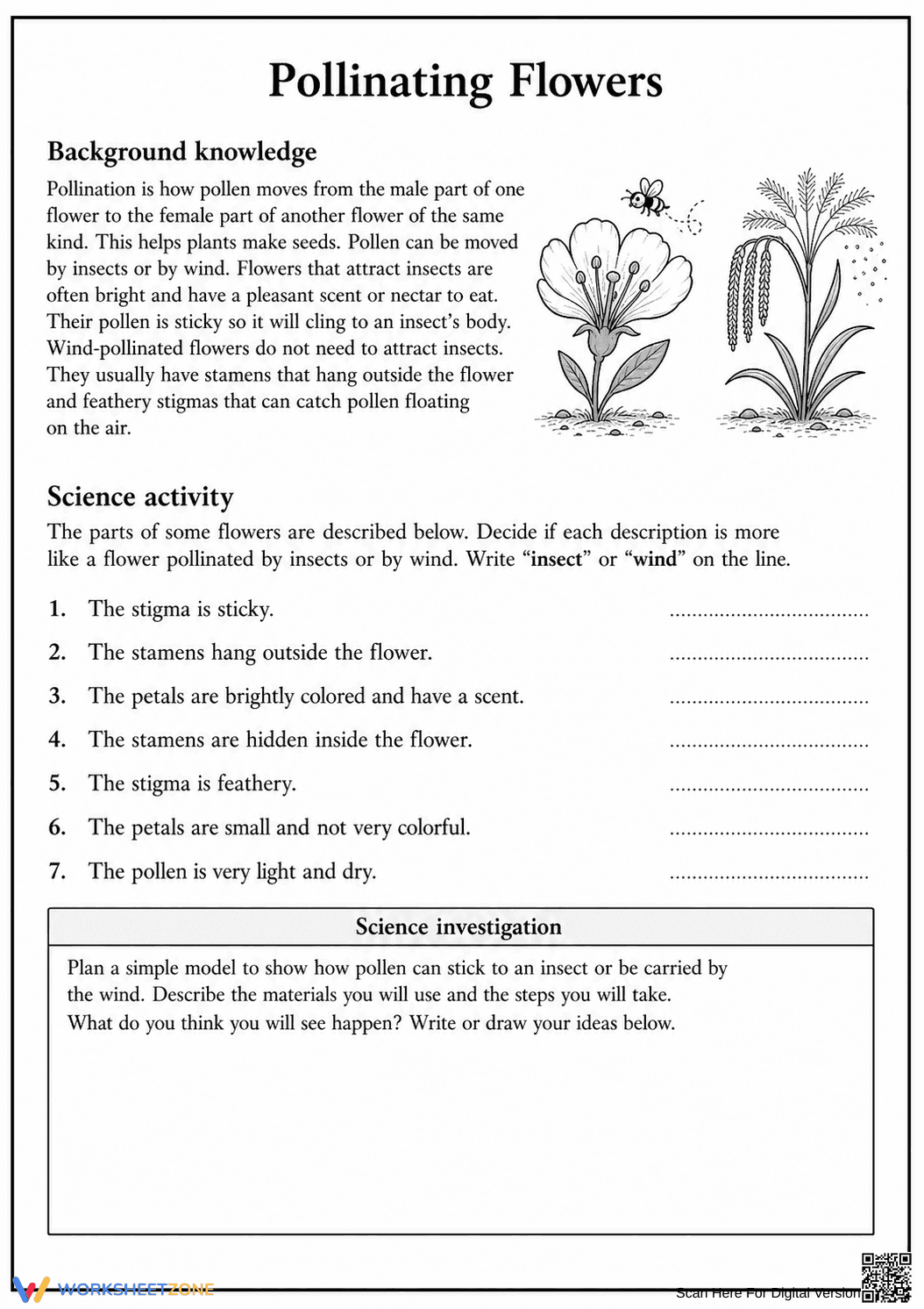 Grade 5 Flower Pollination — Printable No-Prep Worksheet - Page 2