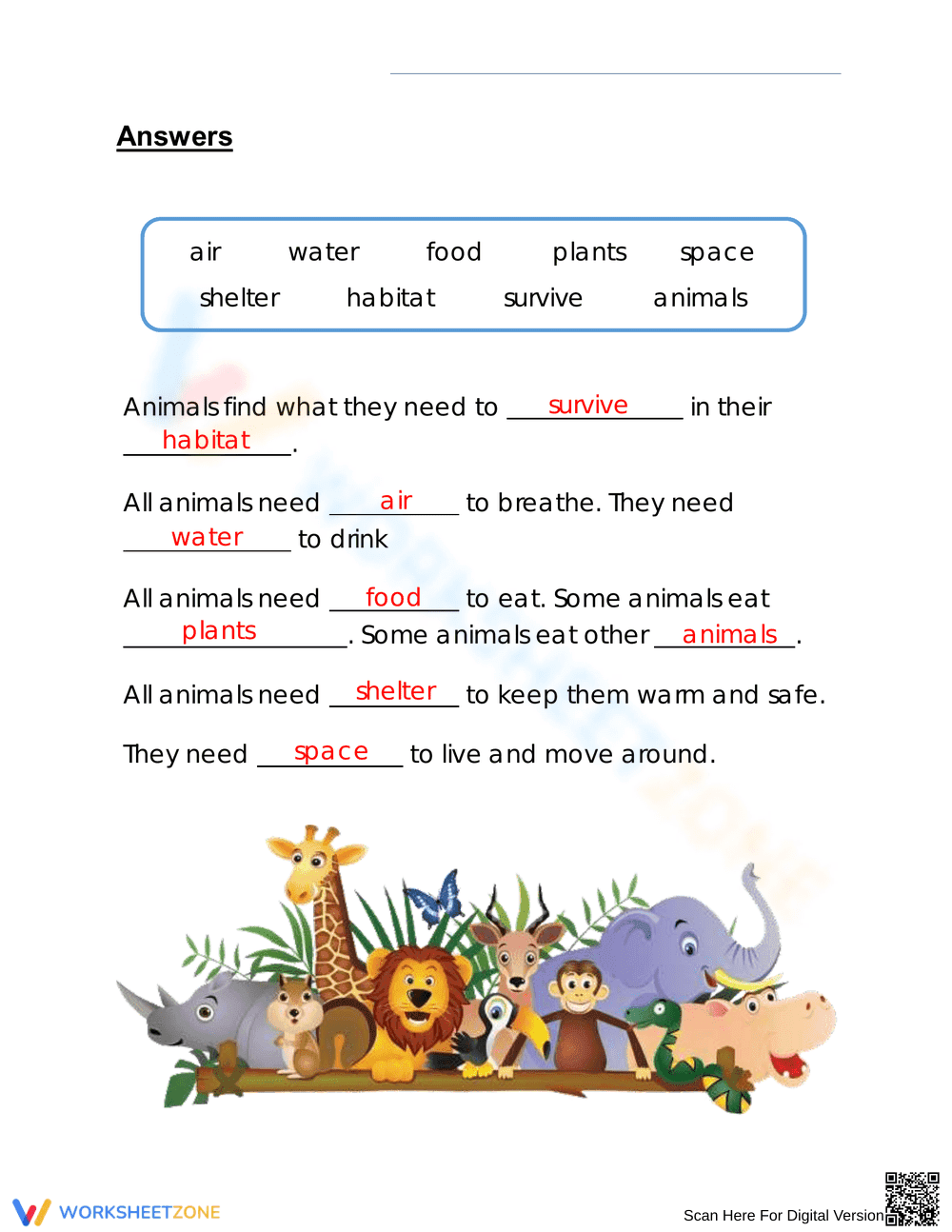Grade 3 Needs of Animals — Printable No-Prep Worksheet - Page 2