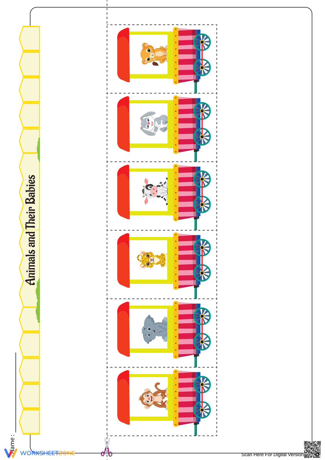 Essential Animals and Their Babies Cut and Glue Worksheet - Page 2