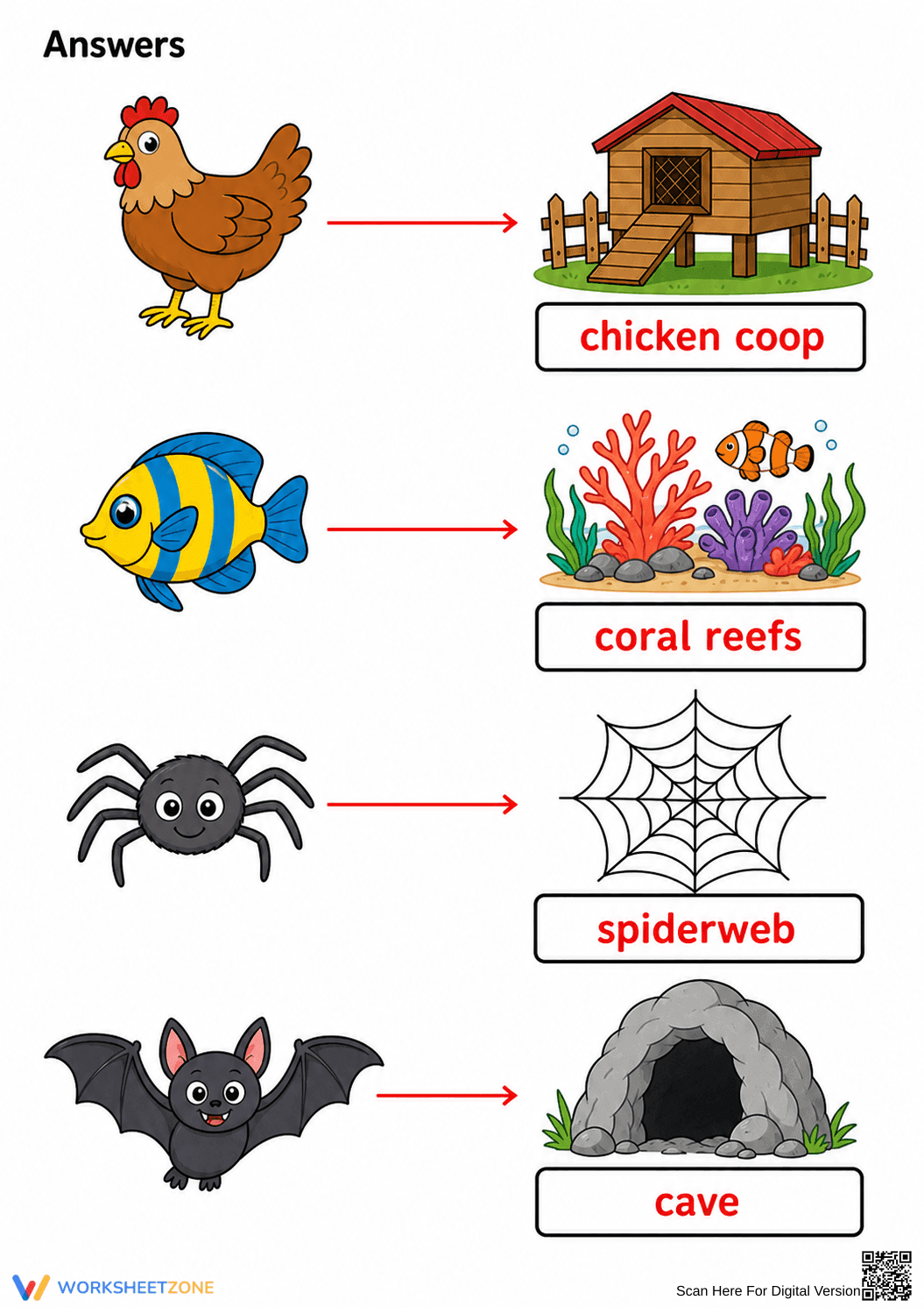Grade 1 Animal Homes — Printable No-Prep Worksheet - Page 2