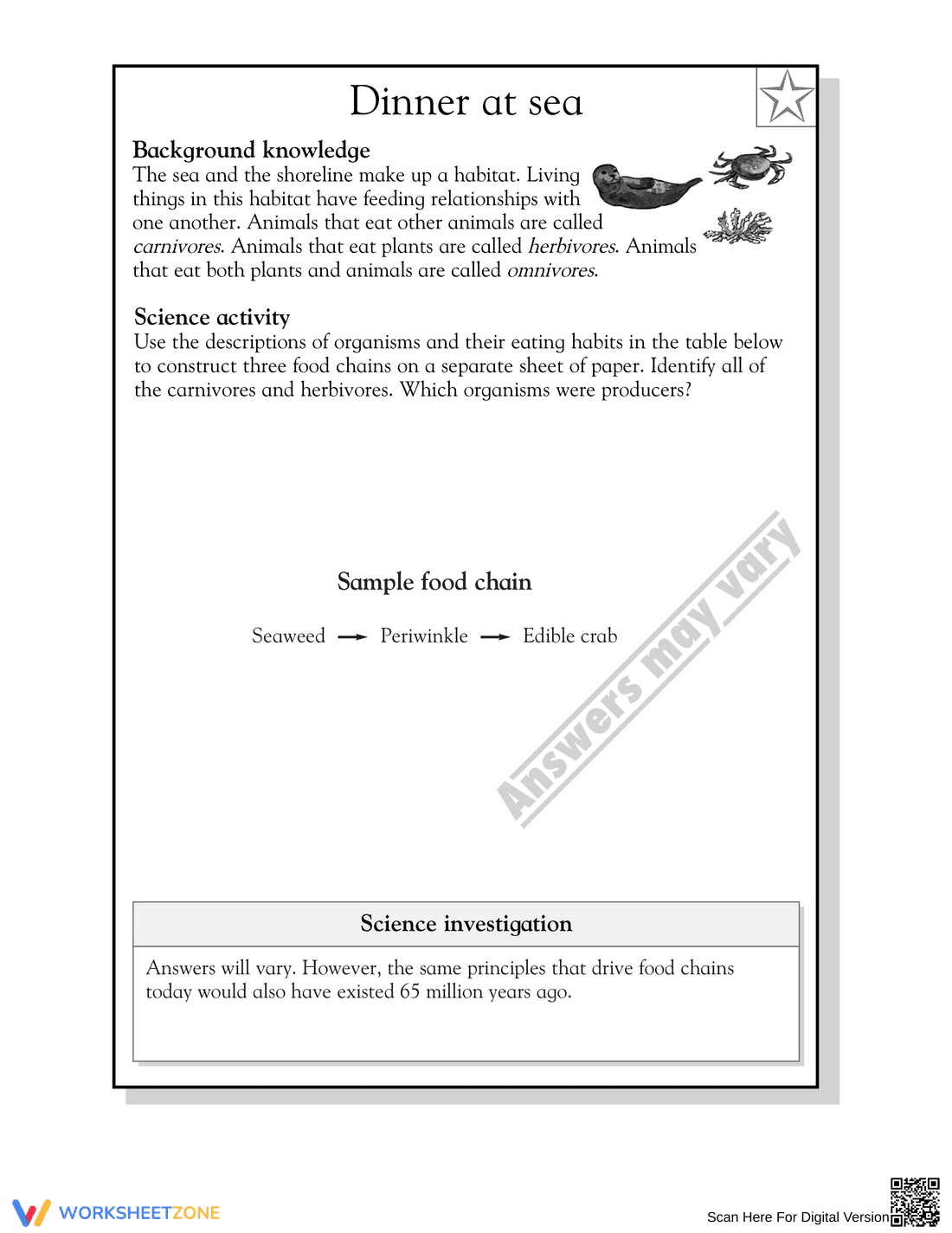 Essential Grade 5 Food Chains at Sea Science Worksheet - Page 2