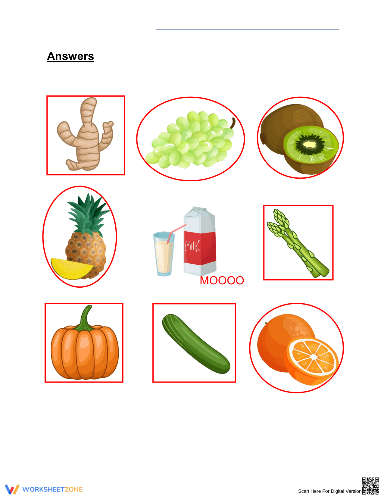 Grade 1 Fruits or Vegetables — Printable No-Prep Worksheet - Page 2