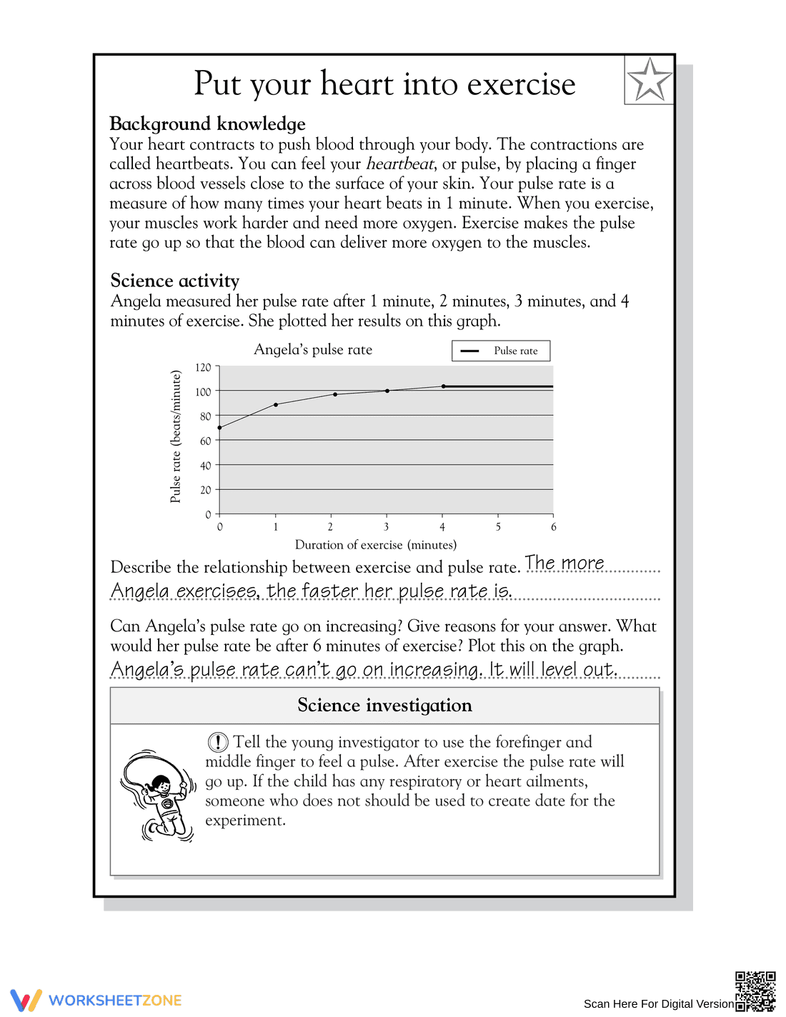 Essential Grade 5 Heart Rate and Exercise Worksheet - Page 2