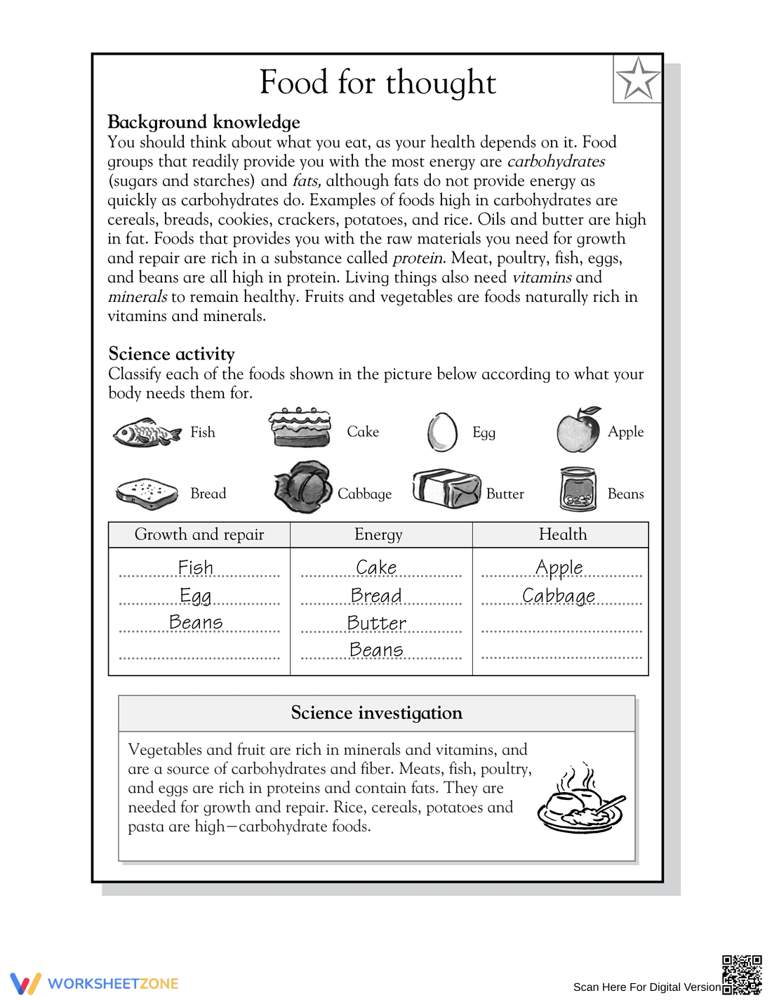 Food Groups Worksheet | Printable Grade 5 Science - Page 2