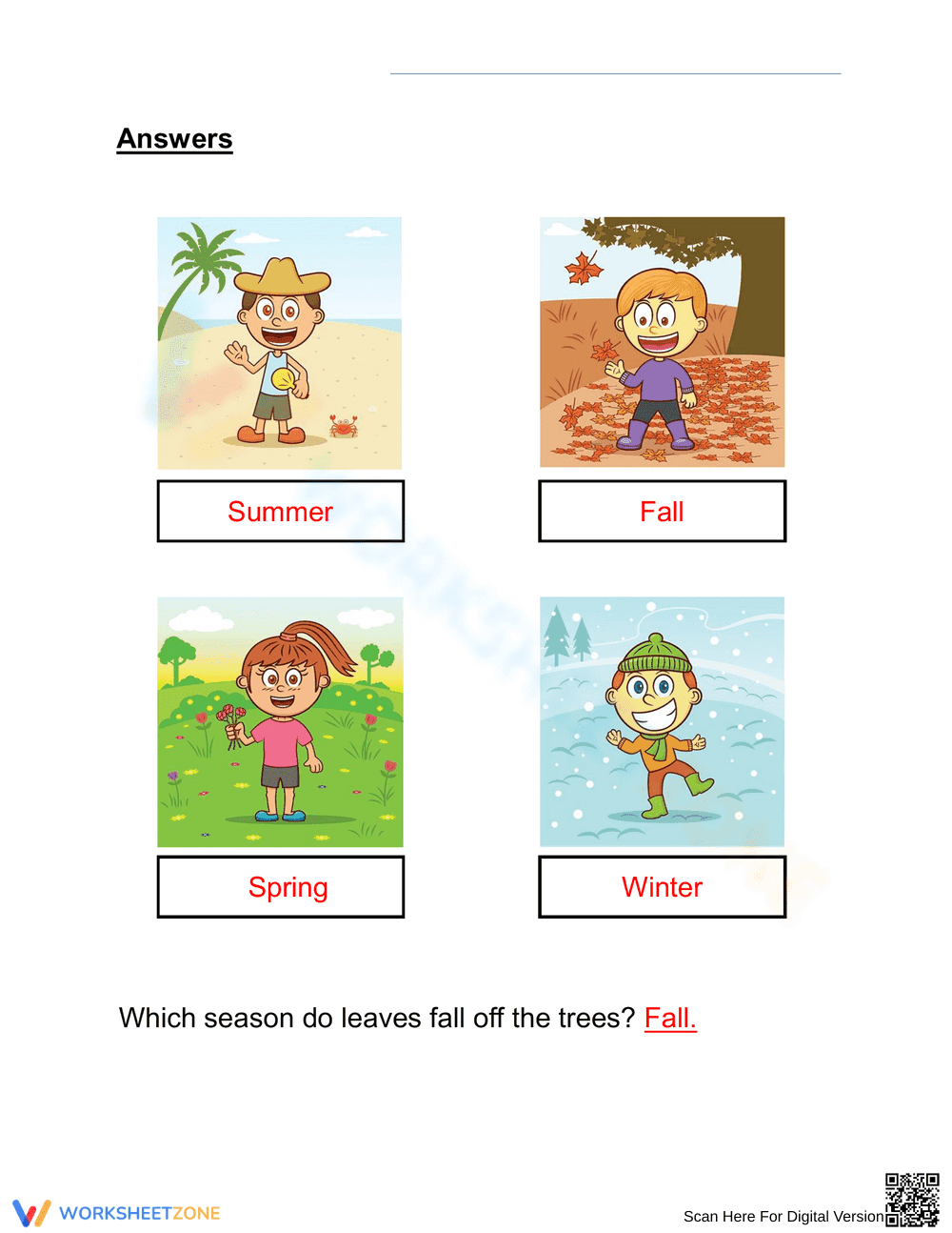 Essential Names of Seasons Worksheet | Grade 1 Science - Page 2