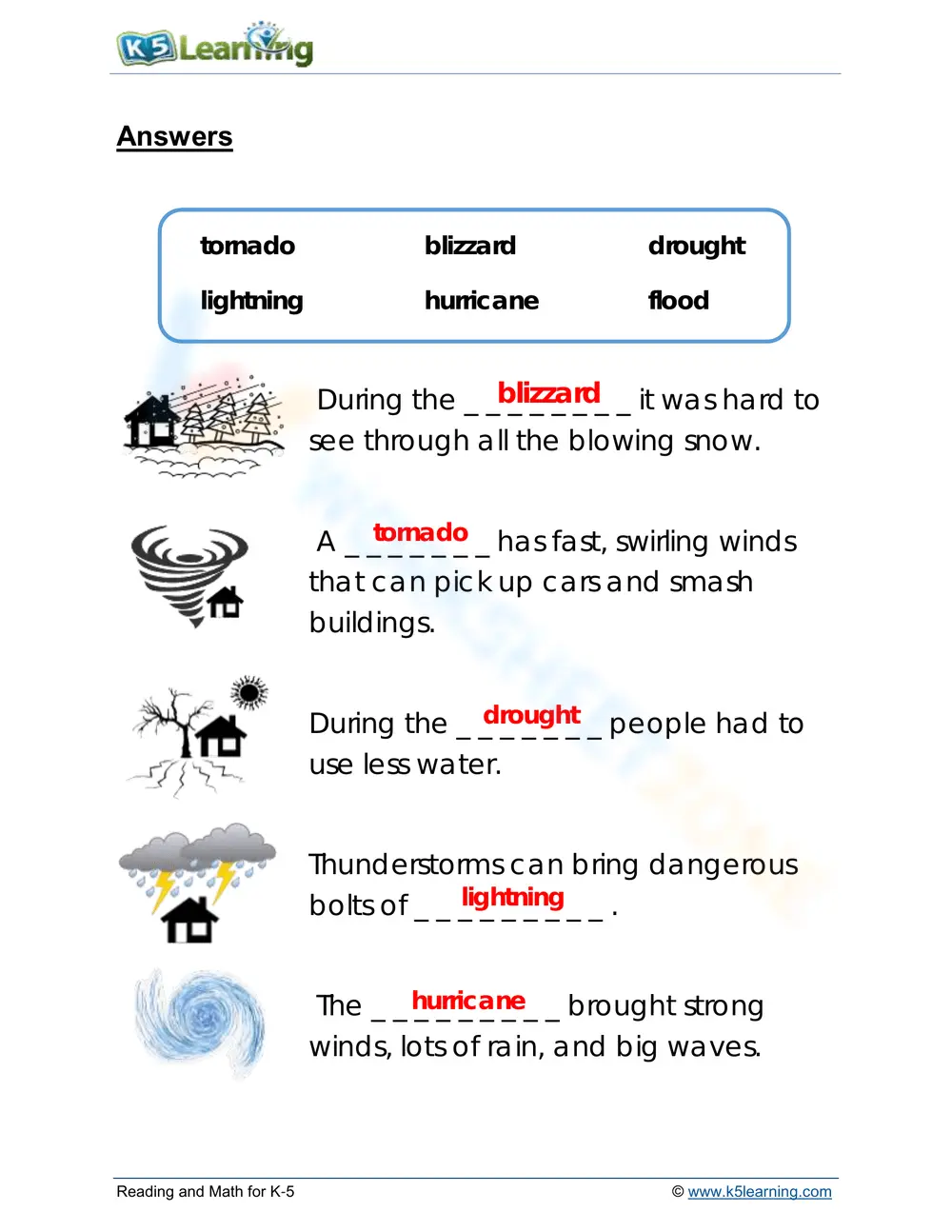 Printable Severe Weather Worksheet | Grade 2 Science - Page 2