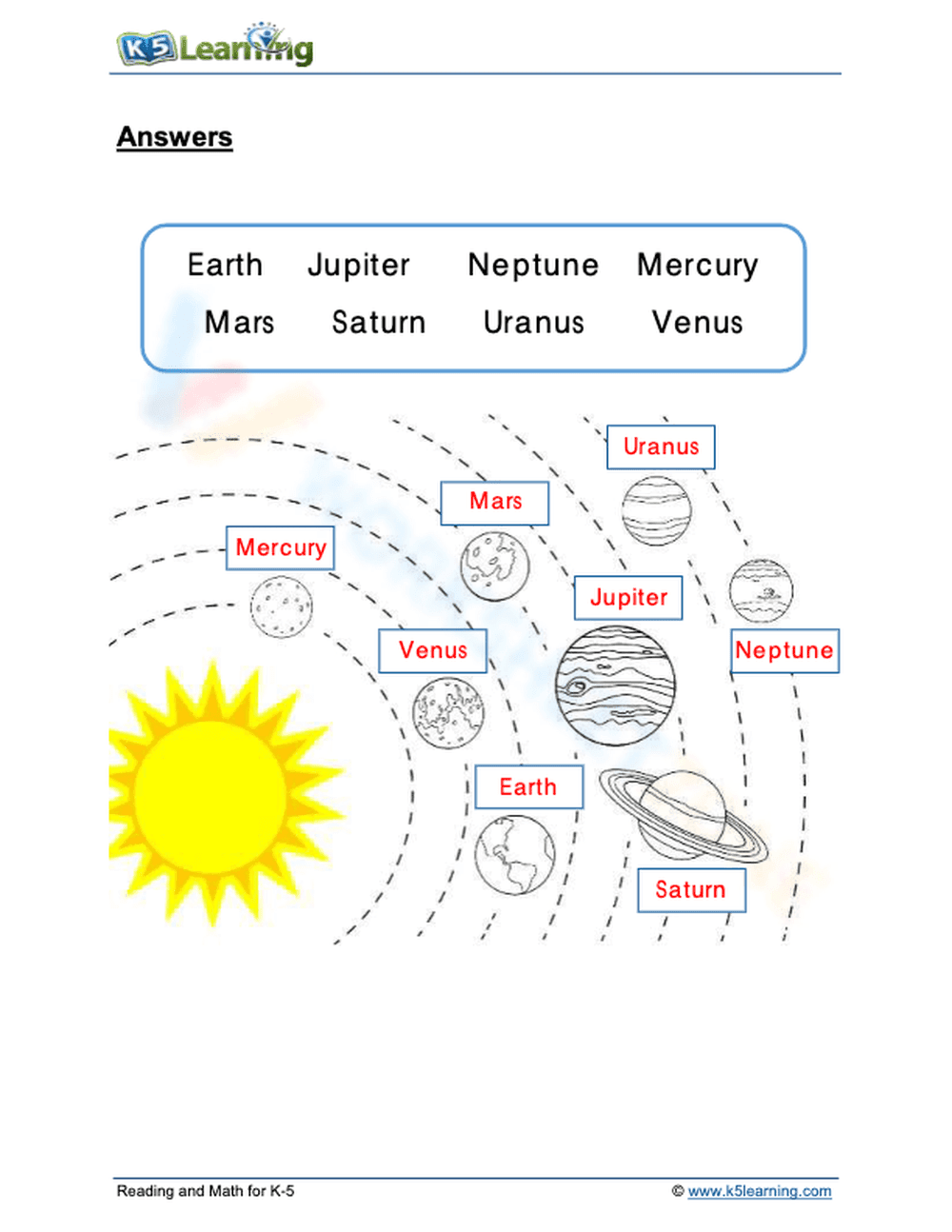 Essential Solar System Worksheet | Grade 2 Science - Page 2