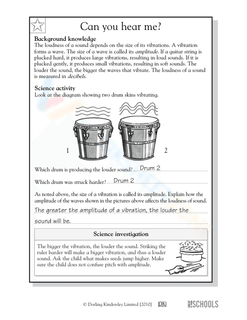 Grade 5 Sound Wave Amplitude — Printable No-Prep Worksheet - Page 2
