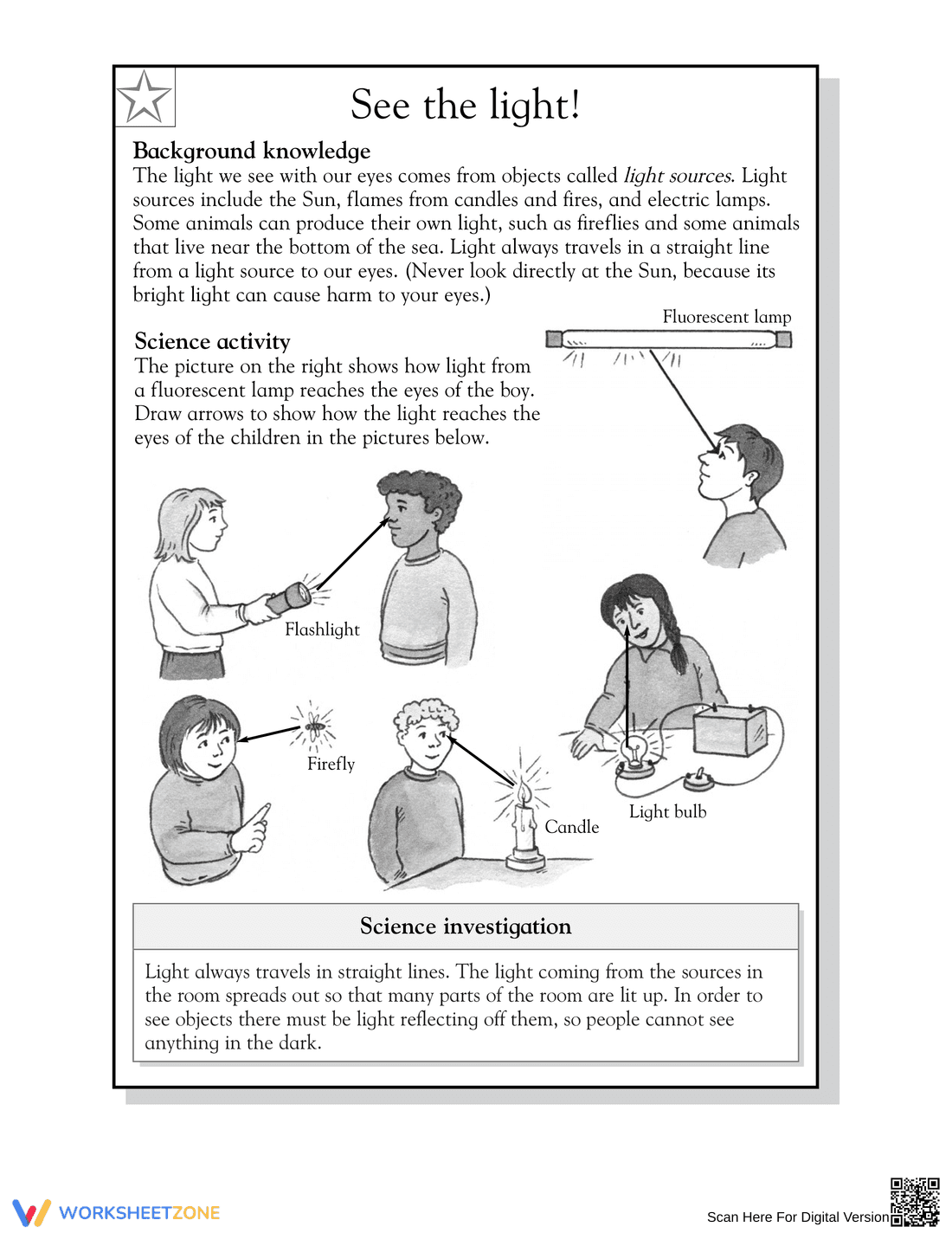 Grade 4 Light Sources — Printable No-Prep Worksheet - Page 2
