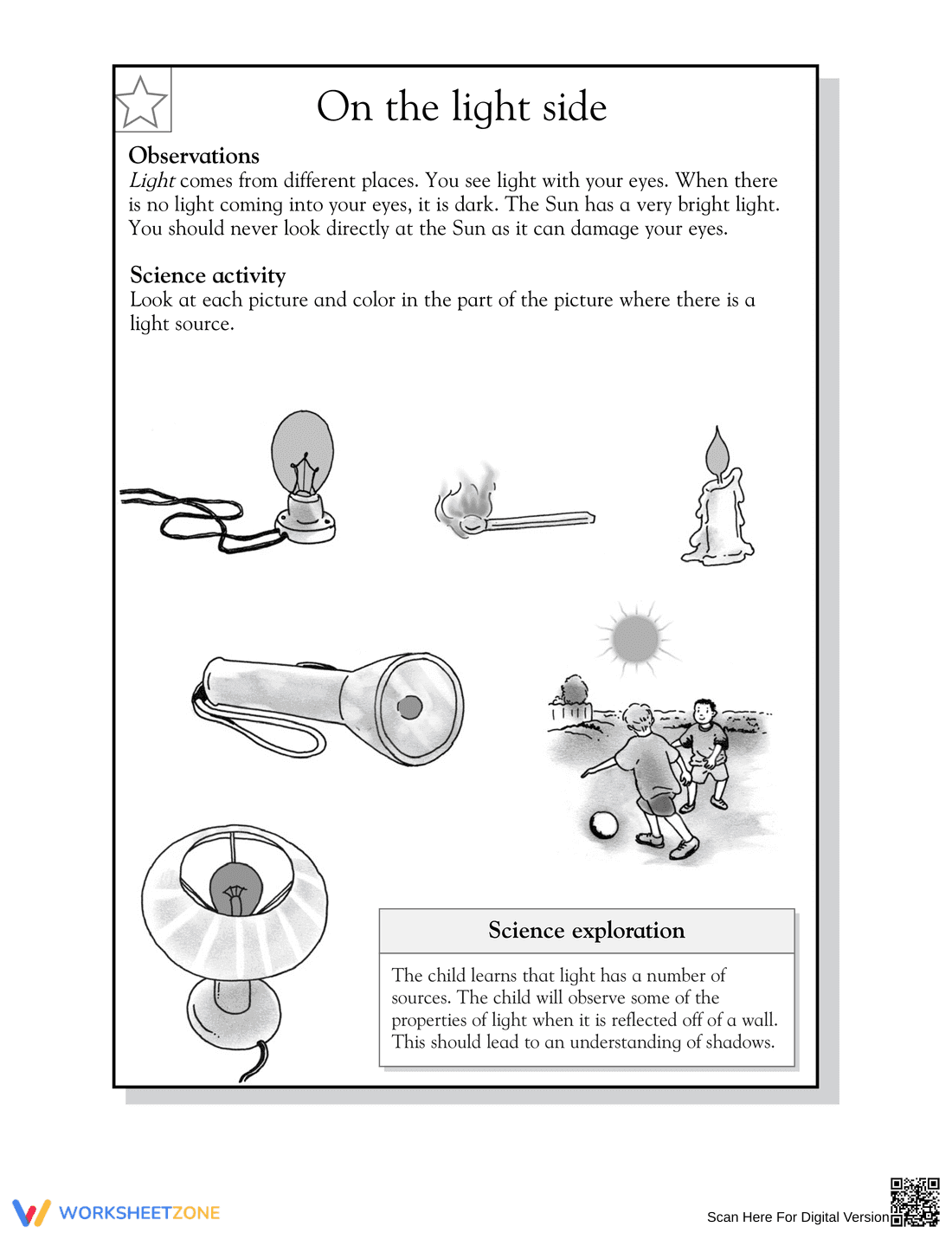 Grade 1 Light Sources — Printable No-Prep Worksheet - Page 2