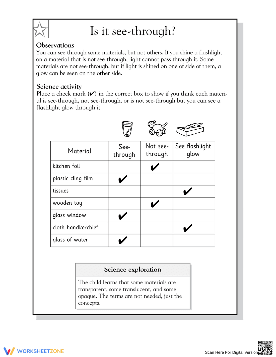 Printable Light & Materials Worksheet | Grade 1 Science - Page 2