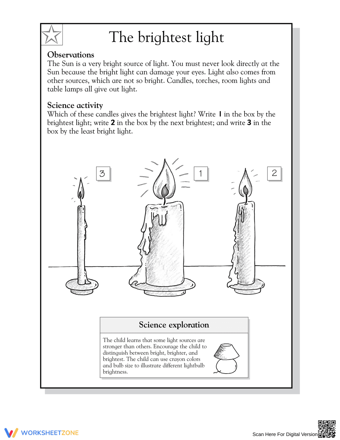 Printable Light Brightness Worksheet | Grade 1 Science - Page 2