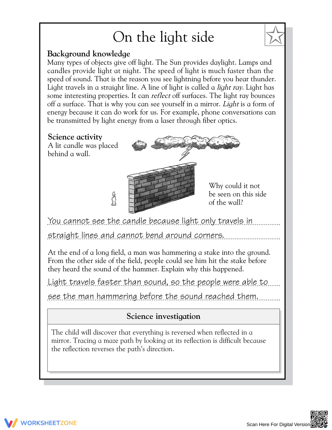 Essential Grade 5 Properties of Light Printable Worksheet - Page 2