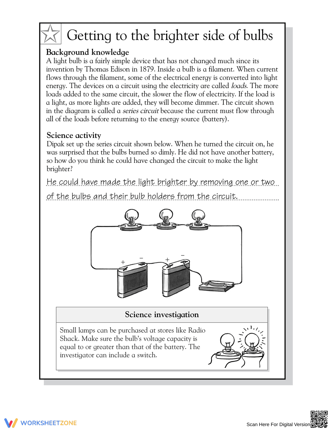 Grade 5 Series Circuits — Printable No-Prep Worksheet - Page 2