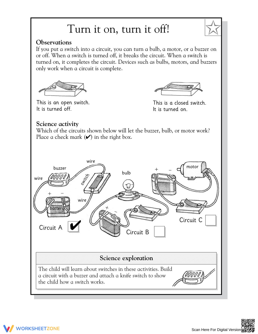 Grade 1 Circuits — Printable No-Prep Science Worksheet - Page 2