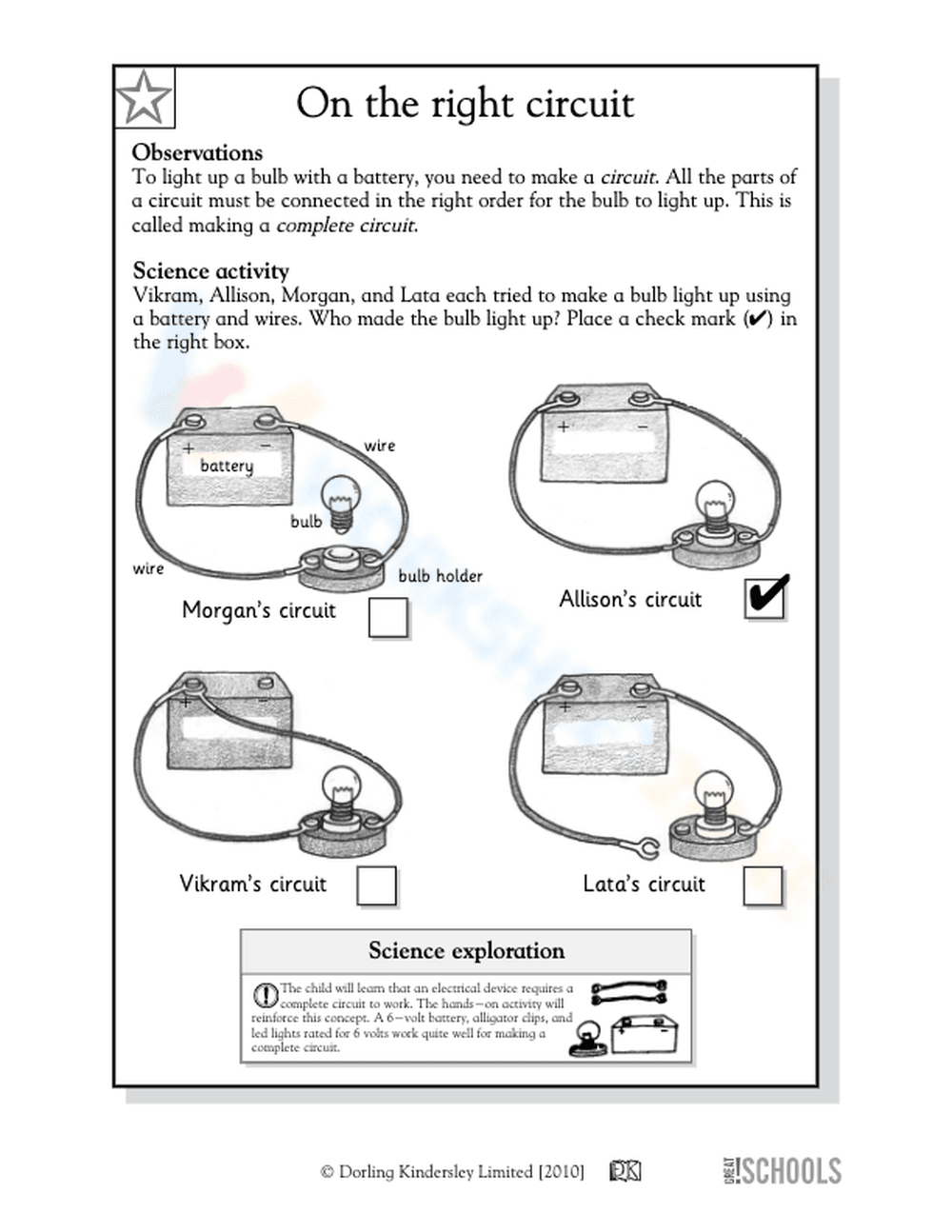 Essential Grade 1 Science: Complete Circuits Worksheet - Page 2