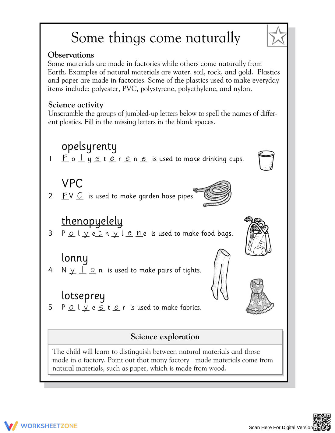 Synthetics Scramble: Essential Grade 1 Science Worksheet - Page 2