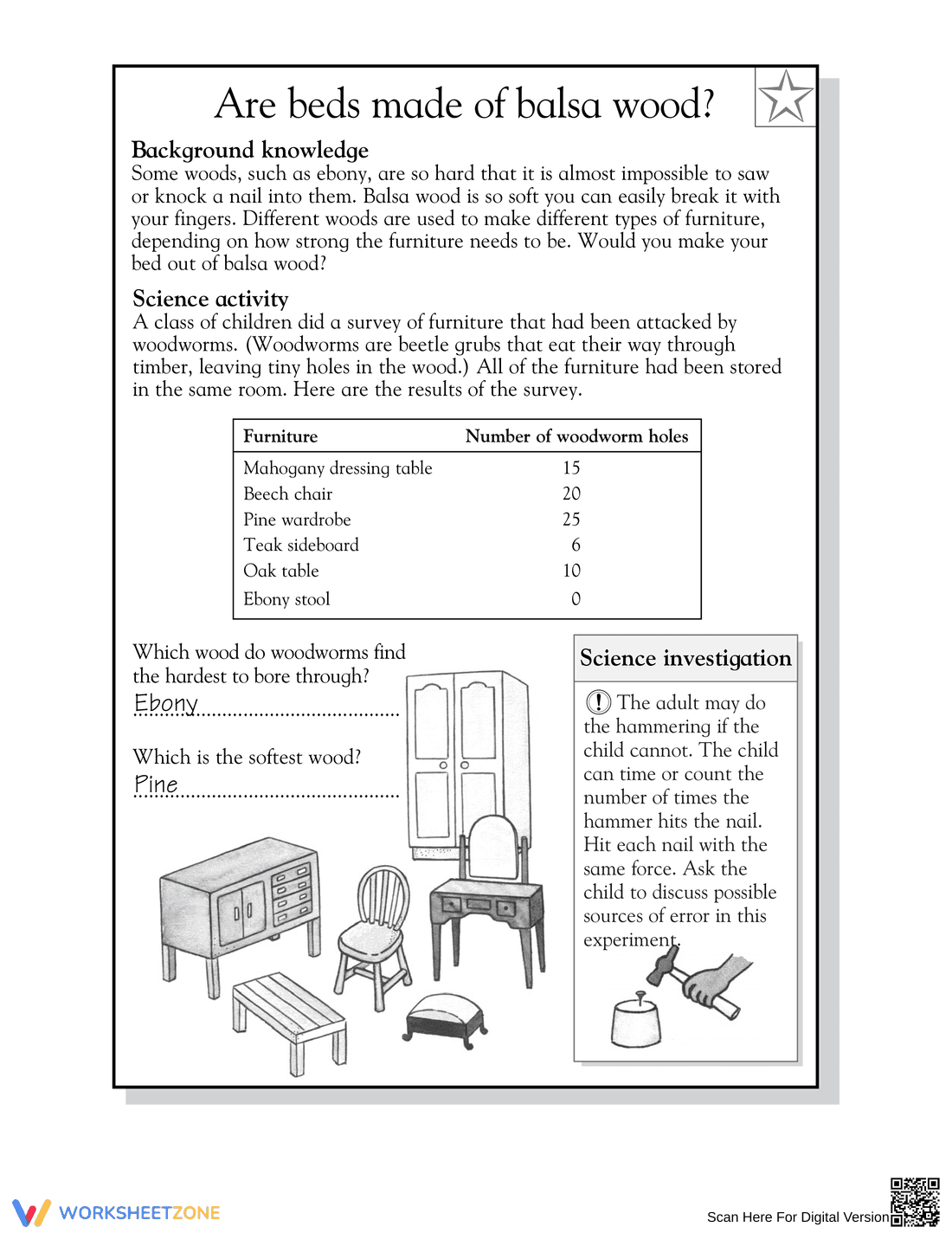 Printable Wood Properties Science Worksheet | Grade 3-4 - Page 2