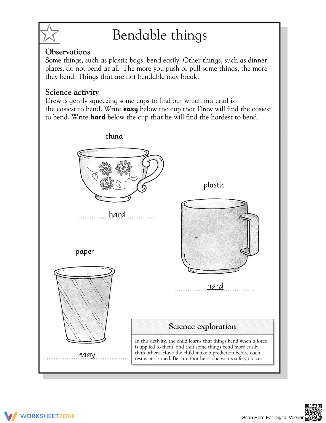 Printable Properties of Materials: Bendable Things Worksheet - Page 2