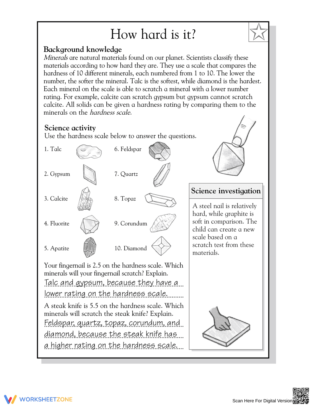 Essential Mohs Mineral Hardness Scale Worksheet | Grade 4 - Page 2