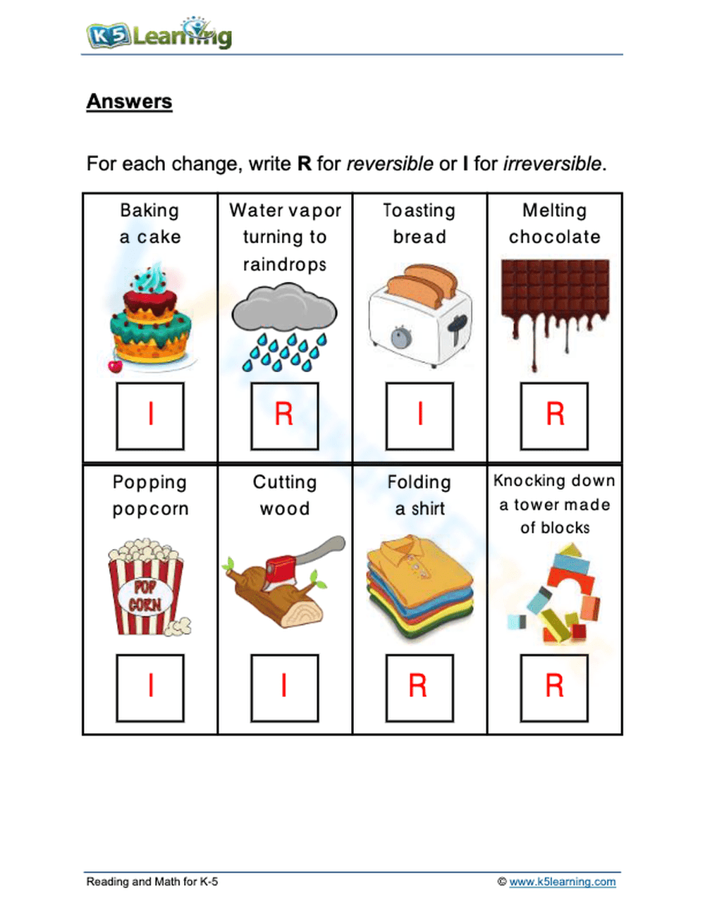 Grade 2 Reversible Changes — Printable No-Prep Worksheet - Page 2