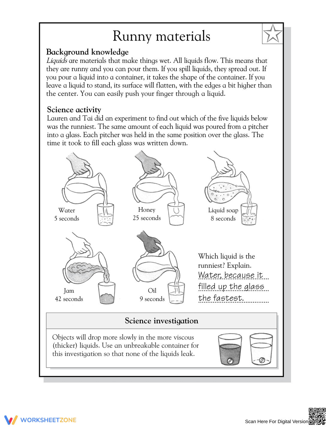 Runny Materials Science Worksheet | Grade 3 Printable - Page 2