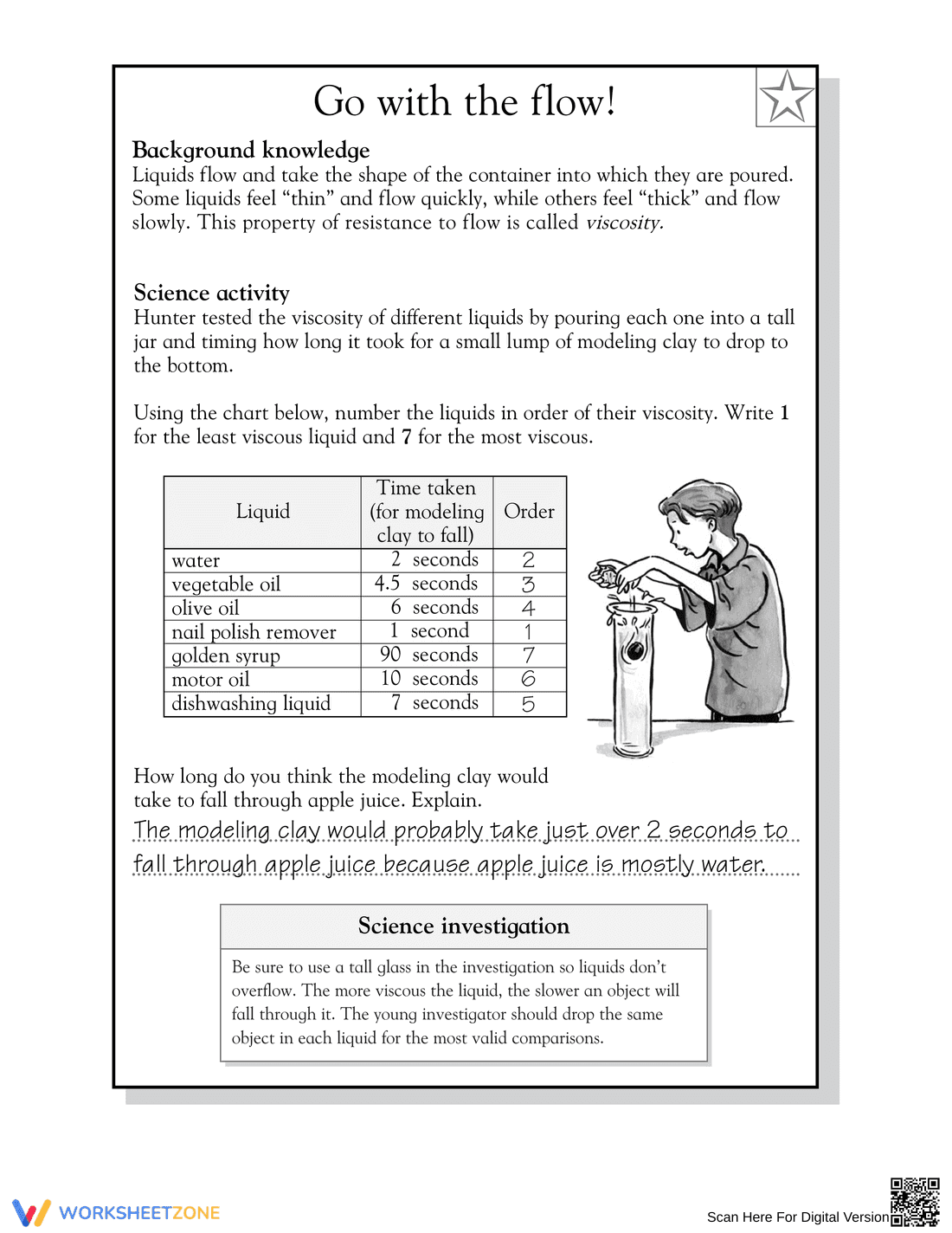 Viscosity of Liquids Printable Worksheet | Grade 5 Science - Page 2