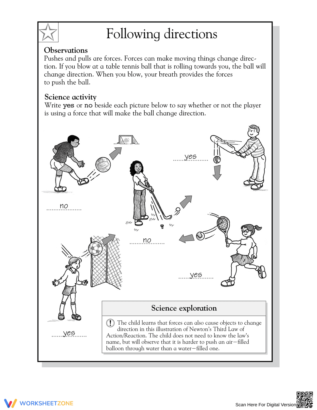 Following Directions: Forces and Direction Change Worksheet - Page 2
