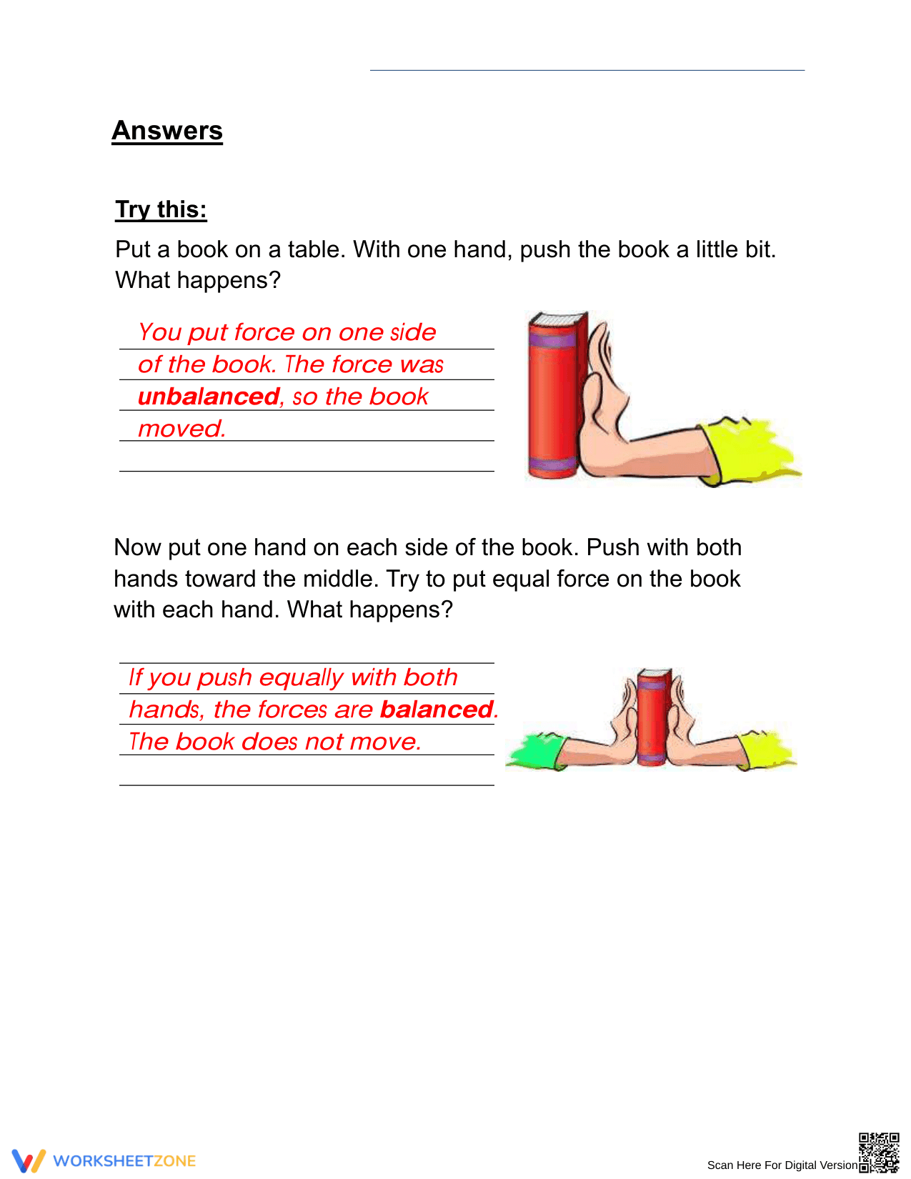 Essential Balanced and Unbalanced Forces Worksheet | Grade 3 - Page 2