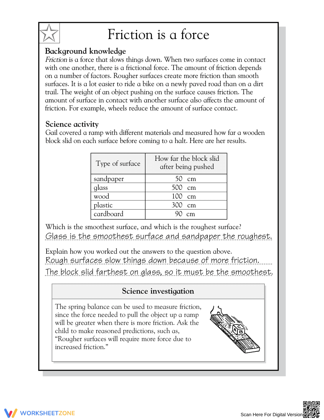 Essential Friction as a Force Worksheet | Grade 5 Science - Page 2