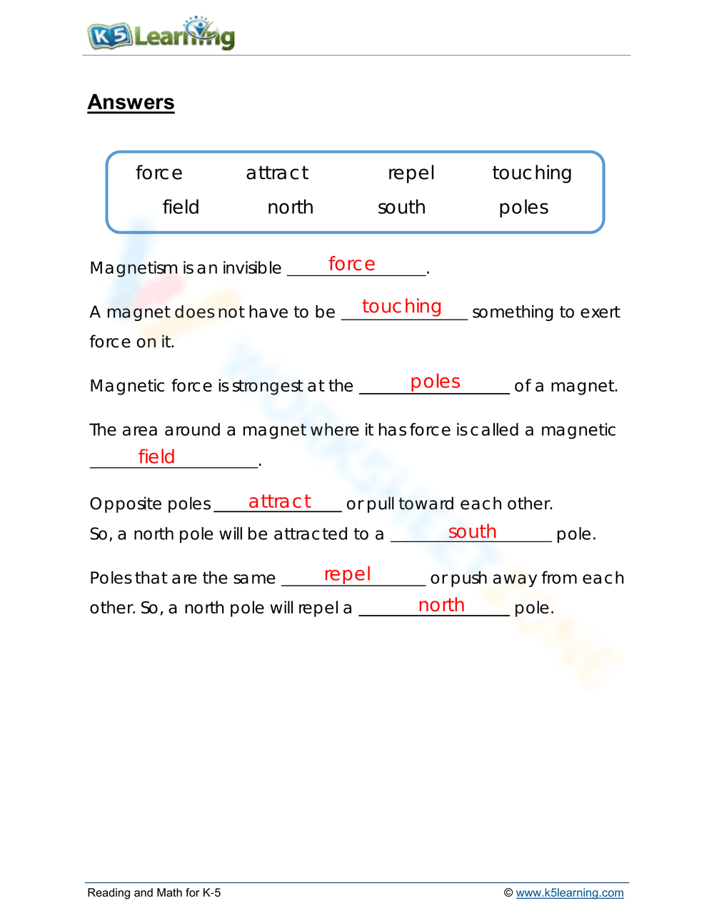 Grade 3 Magnetism — Printable No-Prep Worksheet - Page 2