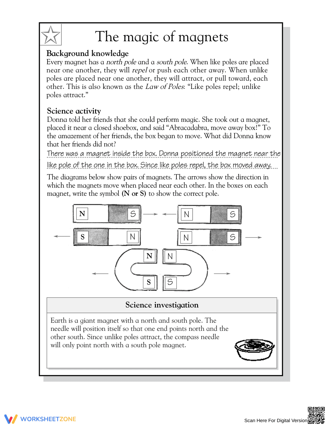 Essential Law of Poles Magnetism Worksheet | Grade 5 Science - Page 2