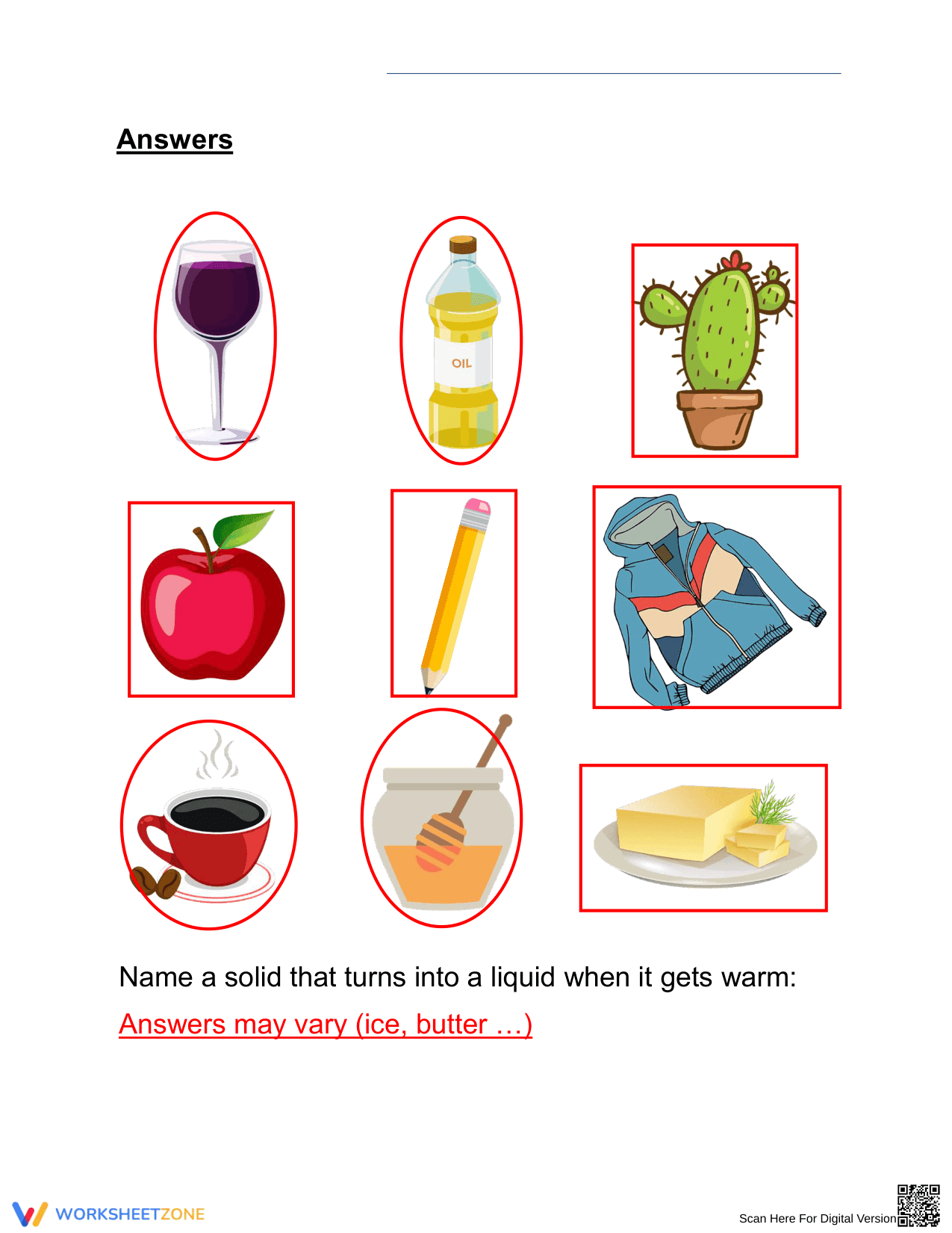 Printable Grade 1 Solids and Liquids Science Worksheet - Page 2
