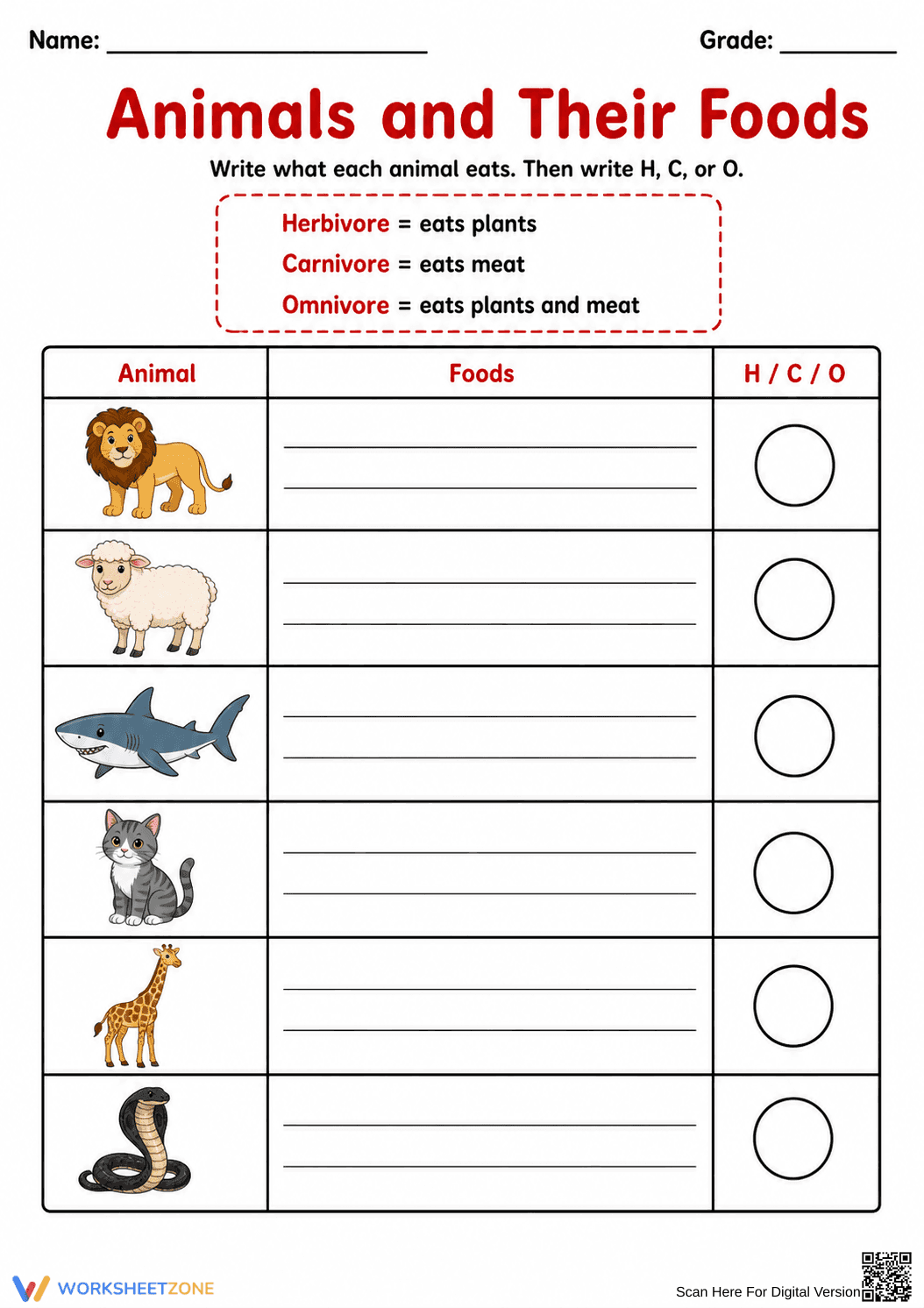 Grade 2 Animal Diet — Printable No-Prep Worksheet - Page 2