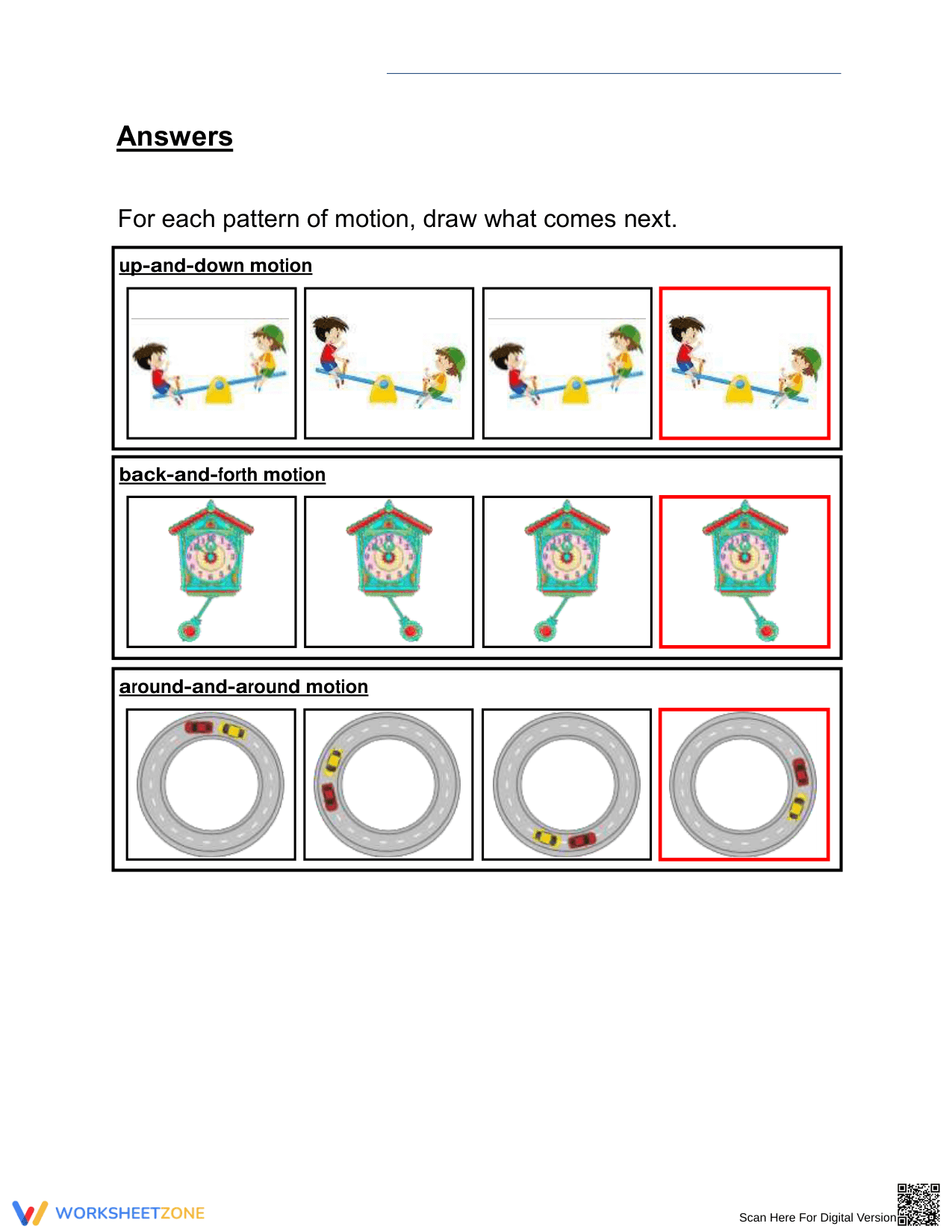 Printable Grade 3 Predictable Patterns of Motion Worksheet - Page 2