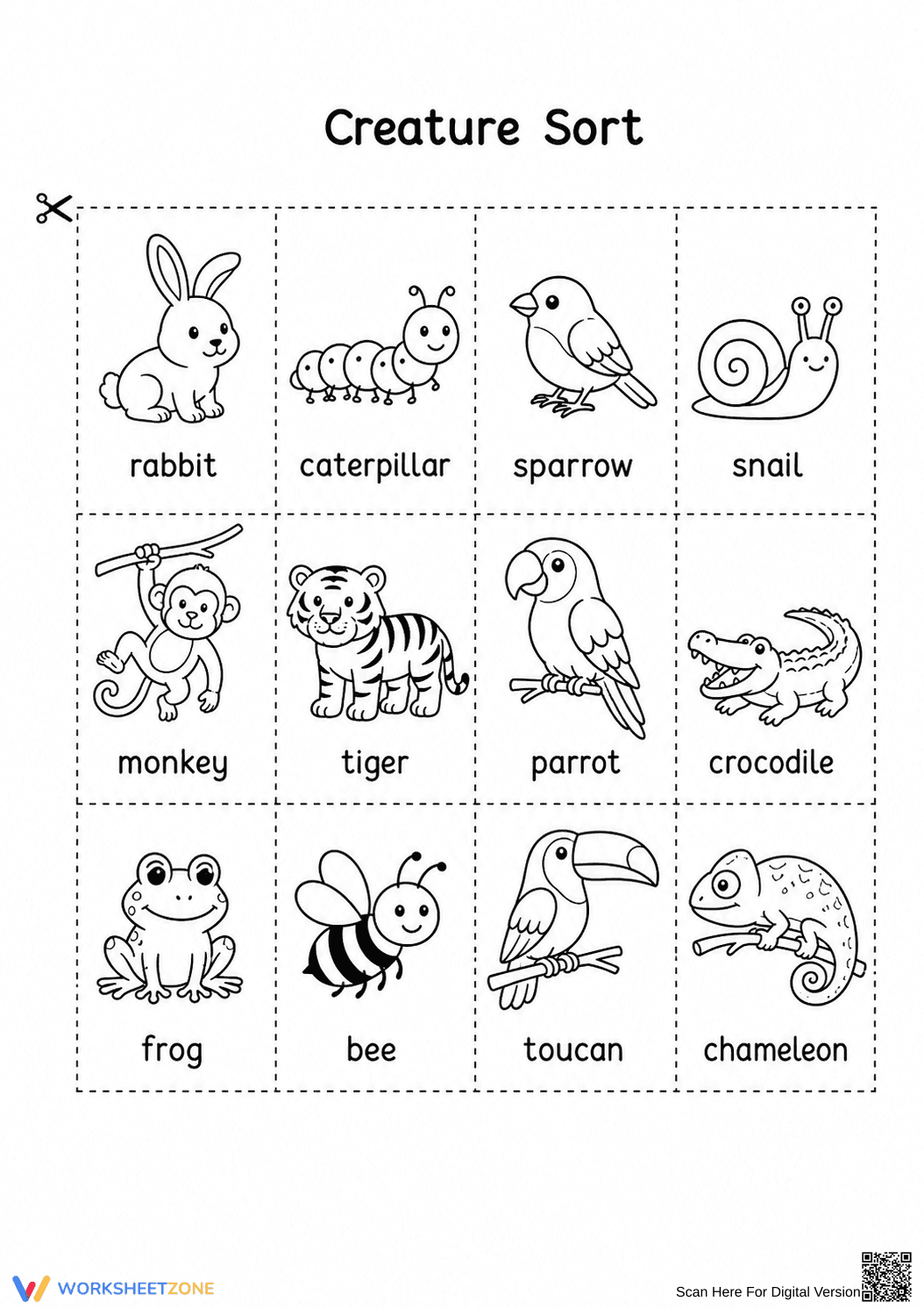 Animal Habitat Sort — Printable Grade K Worksheet - Page 2