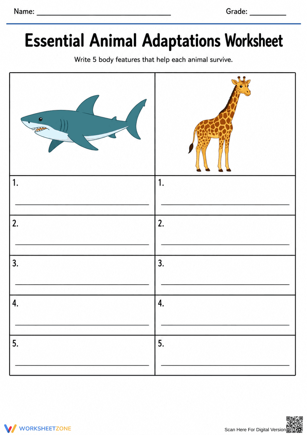 Grade 2 Animal Adaptations — Printable No-Prep Worksheet - Page 2