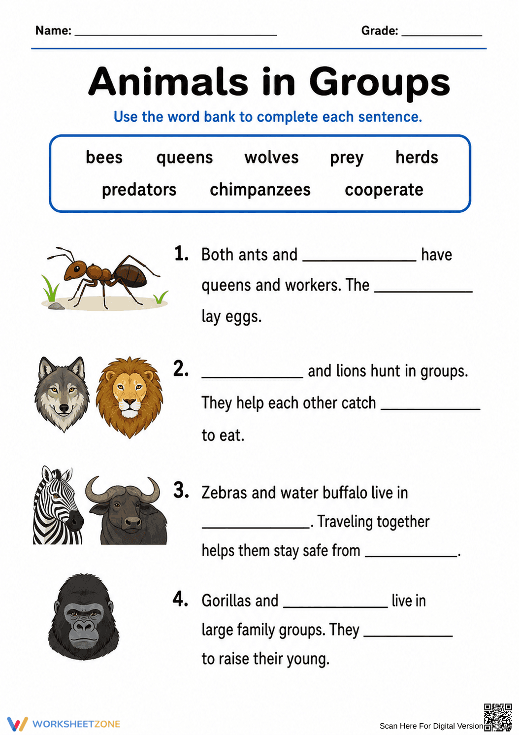 Animals in Groups Worksheet | Essential Grade 3 Science - Page 2