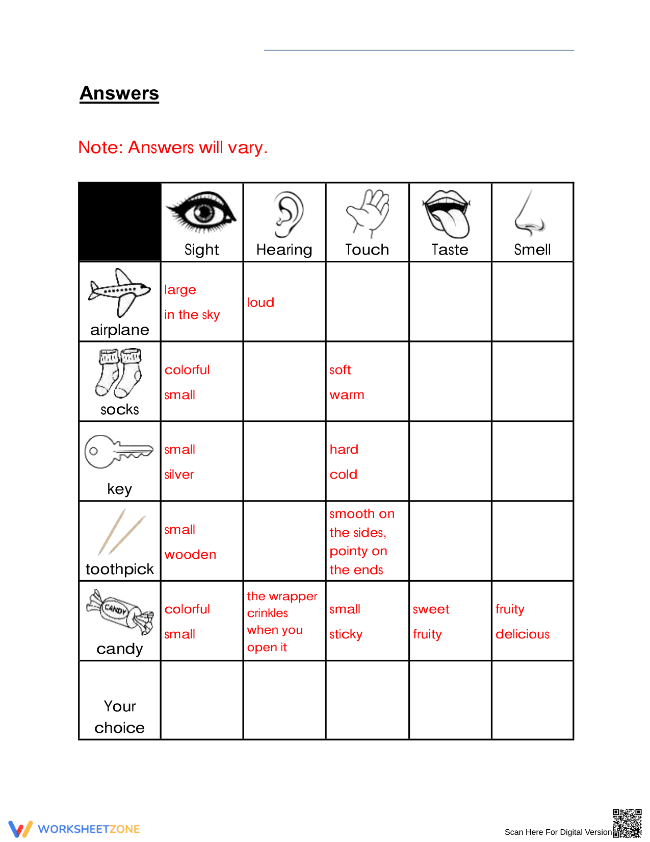 Printable 5 Senses Worksheet | Grade 2 Science - Page 2