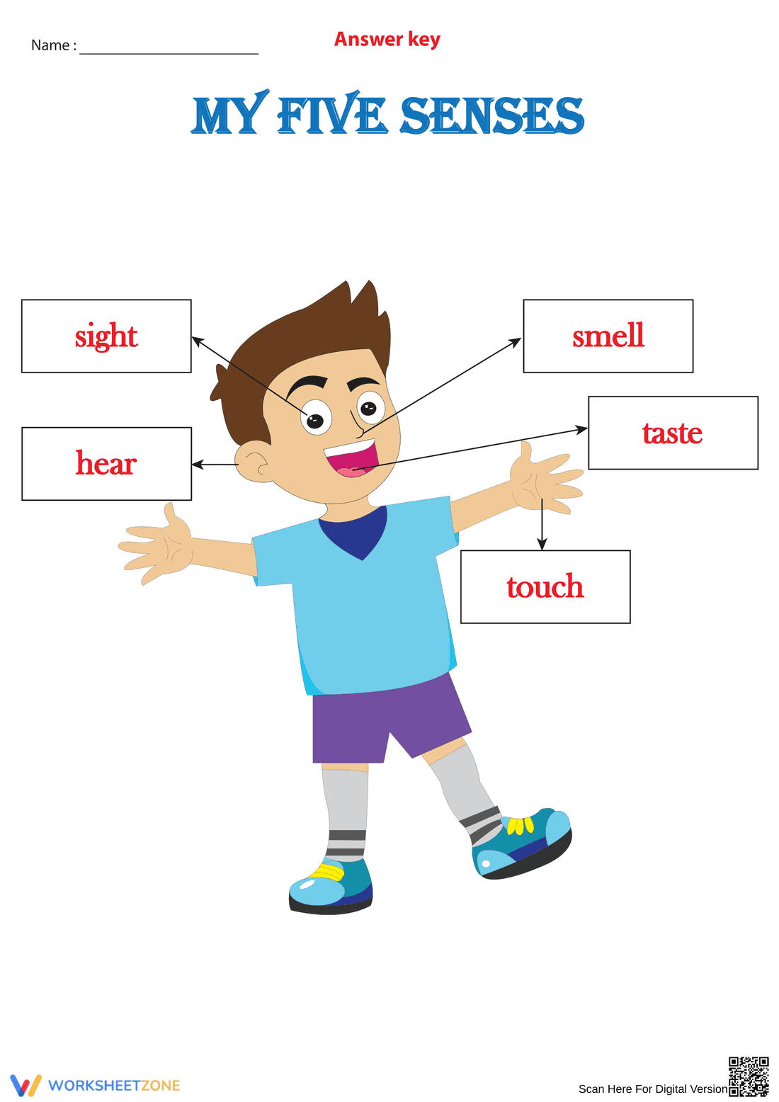 Printable Five Senses Cut and Paste Worksheet | Grade K-2 - Page 2