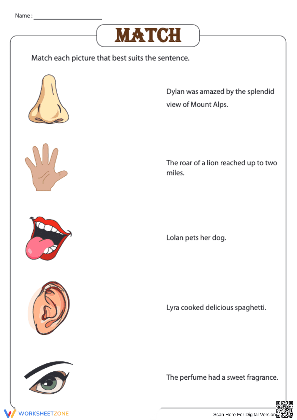 Grade K Five Senses — Printable No-Prep Worksheet - Page 2