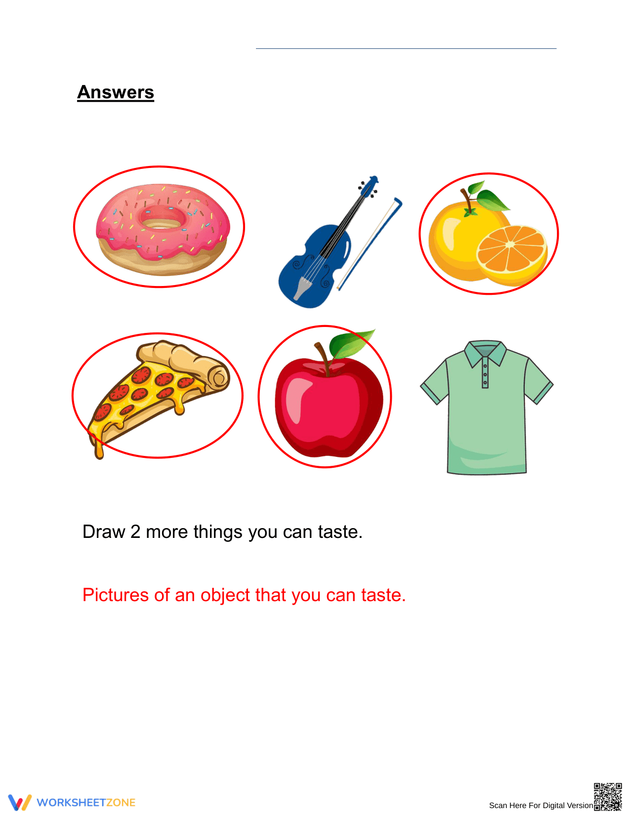 Grade 1 Sense of Taste — Printable No-Prep Worksheet - Page 2